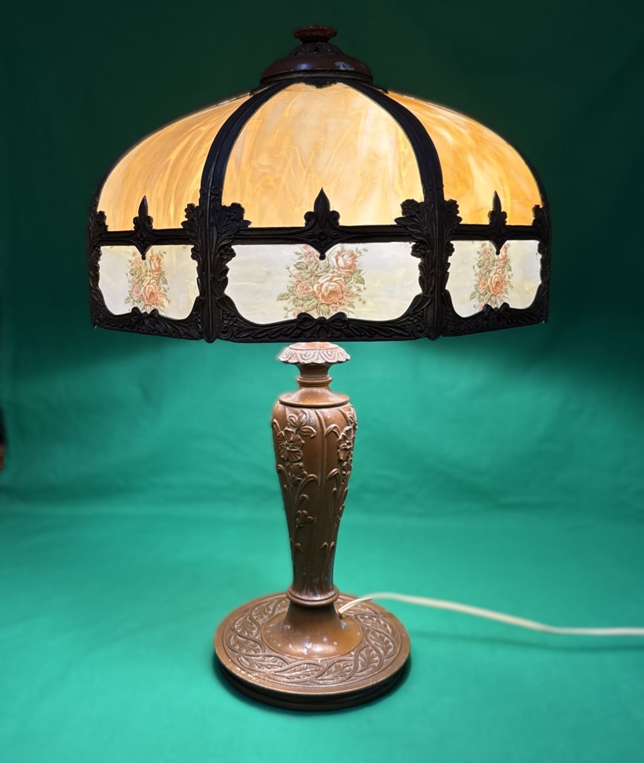 Antique Carmel Slag Lamp
