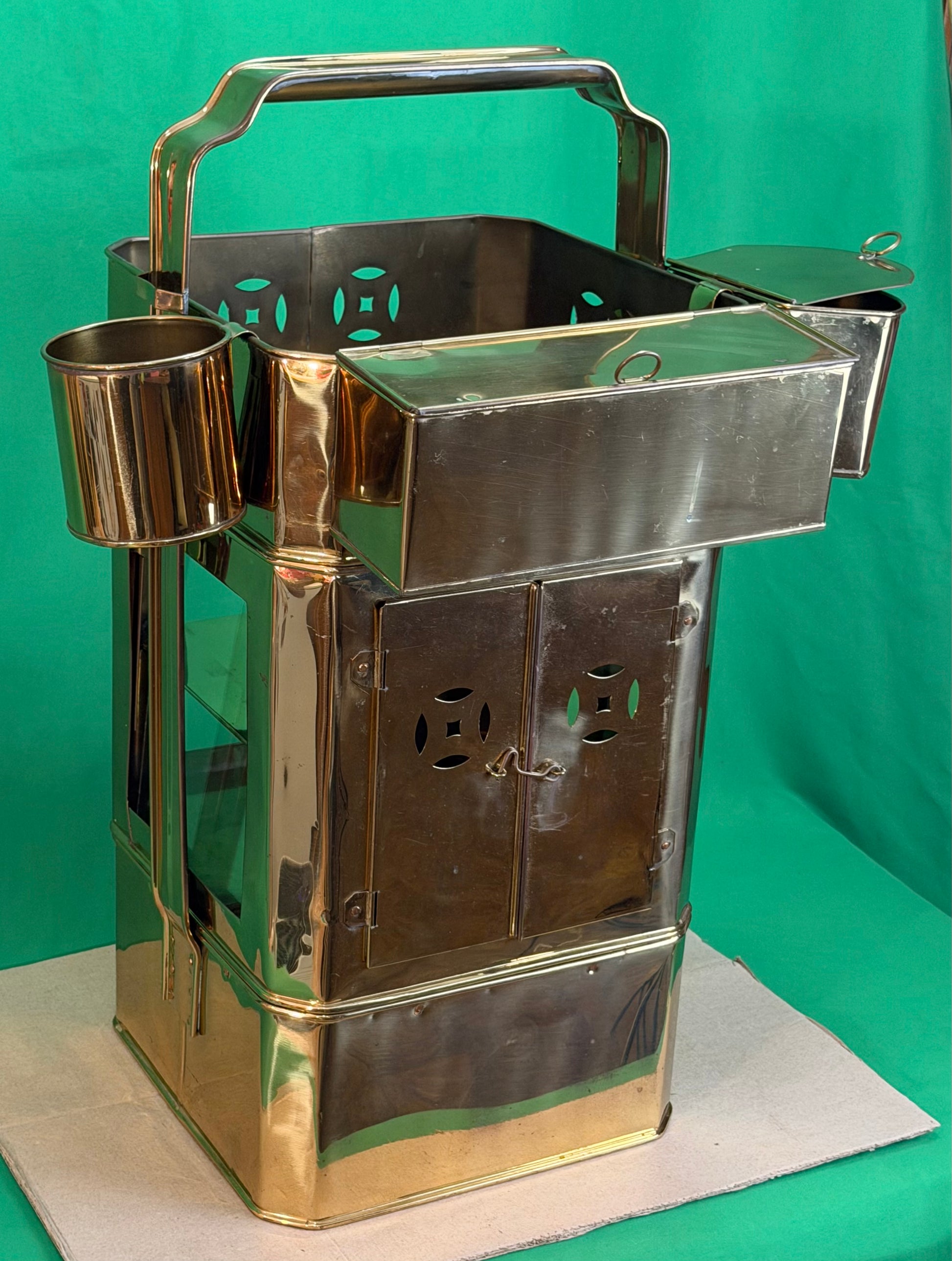 Vintage Brass Food Warmer Cabinet w/Doors