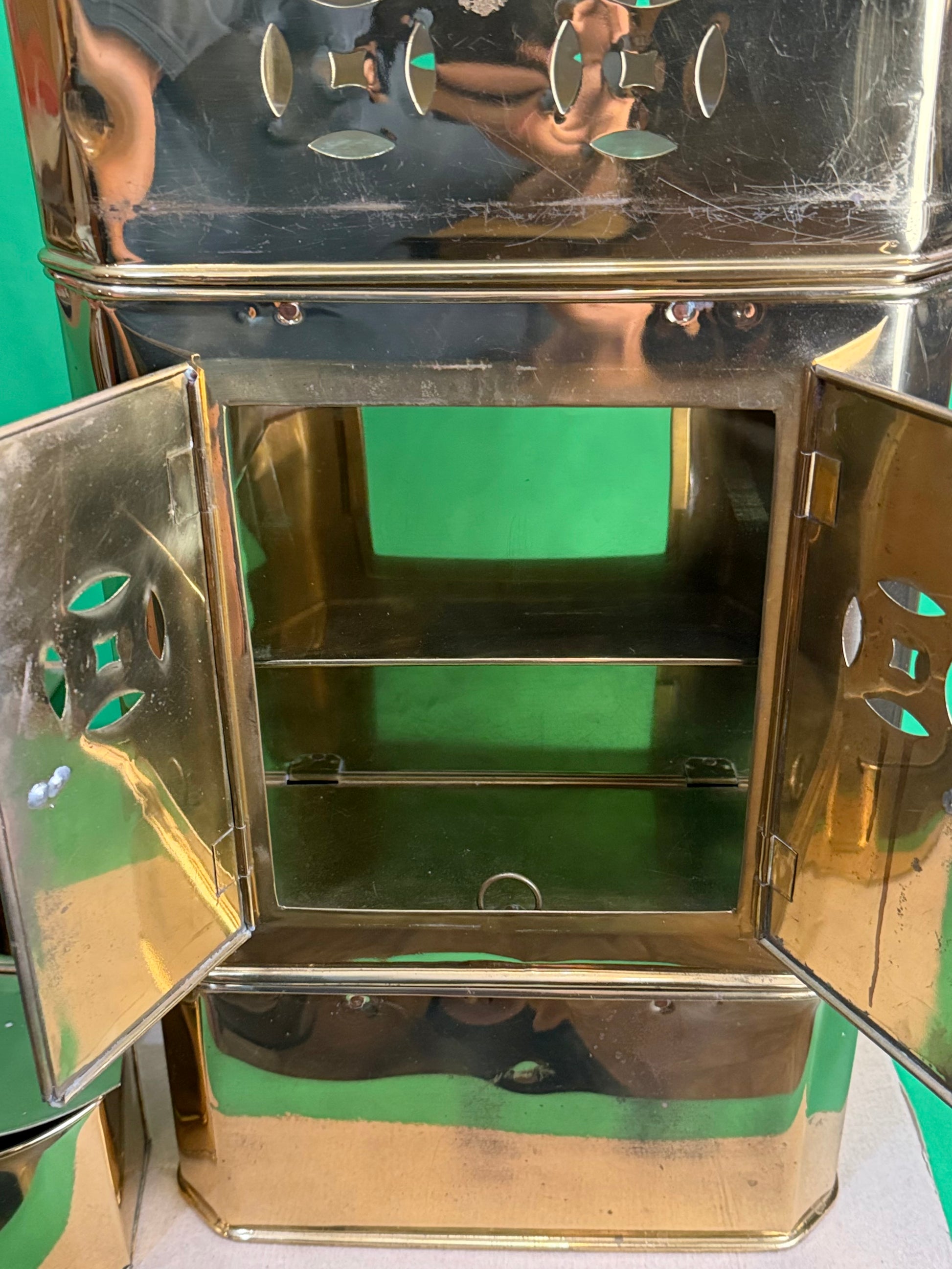 Vintage Brass Food Warmer Cabinet w/Doors
