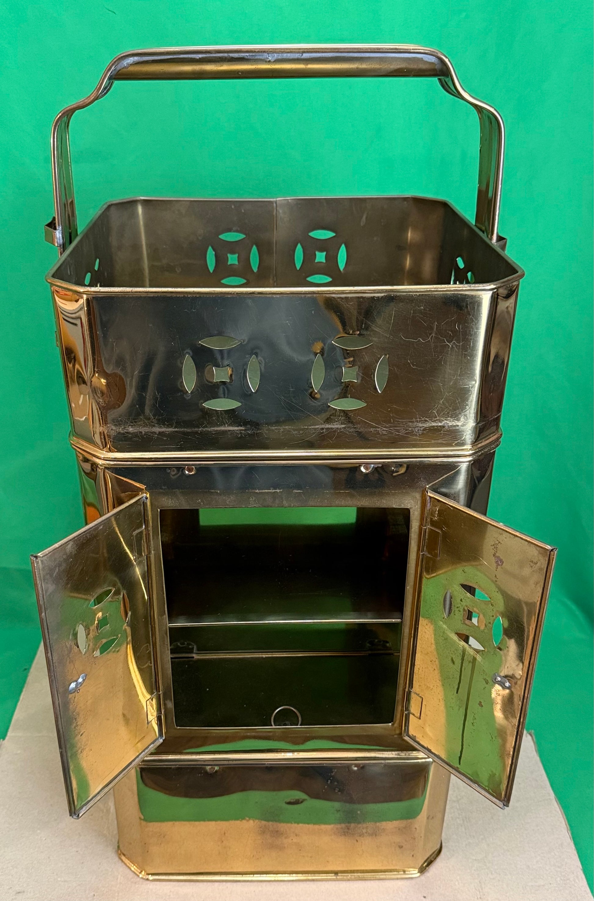 Vintage Brass Food Warmer Cabinet w/Doors