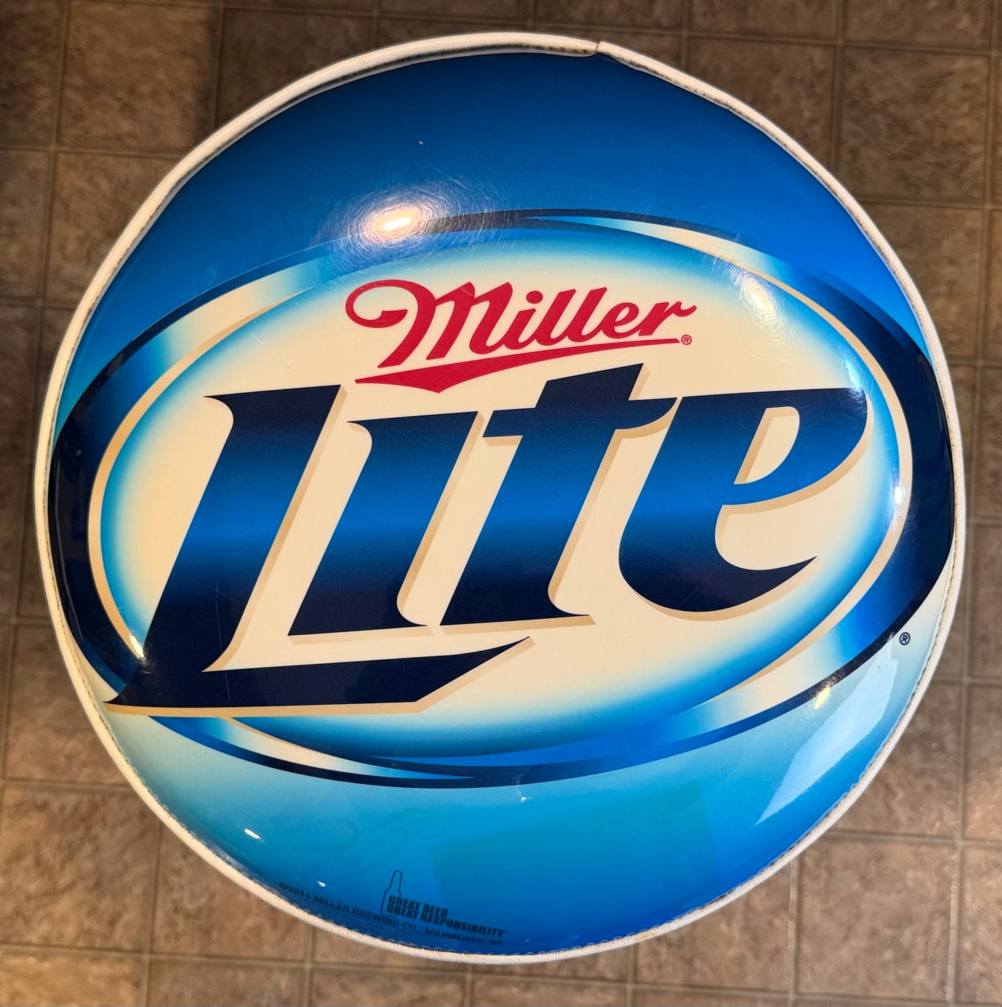 Miller Lite Blue Padded Swivel Chrome Bar Stool