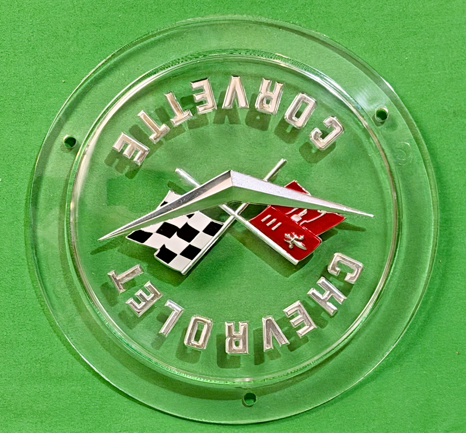 Back of '58-'60 FRONT/'58 '62  REAR CHEVROLET CORVETTE  EMBLEM - 4 PART KIT #3740239-NEW