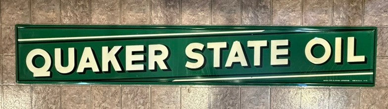 Vintage 6 ft. Quaker State Oil Embossed Metal Sign