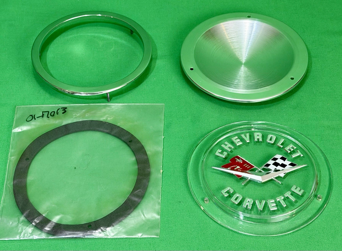 '58-'60 FRONT/'58 '62  REAR CHEVROLET CORVETTE  EMBLEM - 4 PART KIT #3740239-NEW