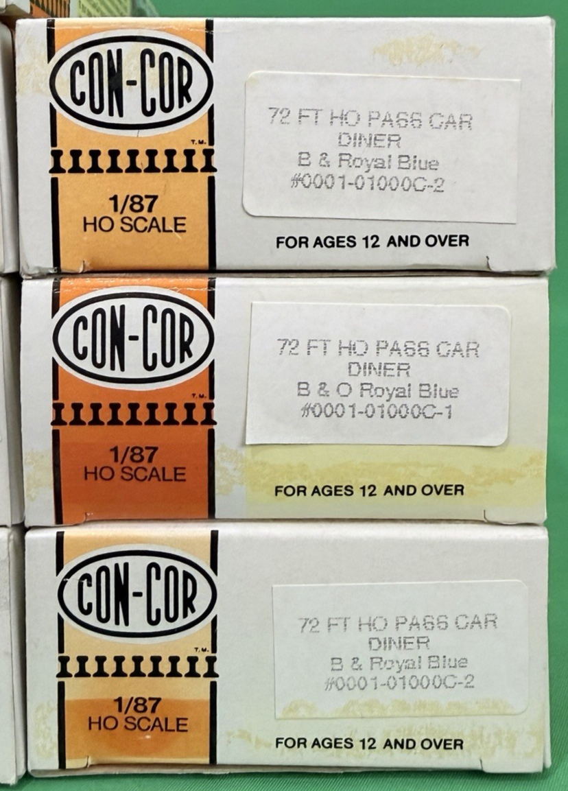 Set of 11 Con-Cor HO Scale 72 ft B&O Royal Blue "Capitol Limited" Passenger Cars