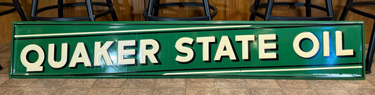 Vintage 6 ft. Quaker State Oil Embossed Metal Sign