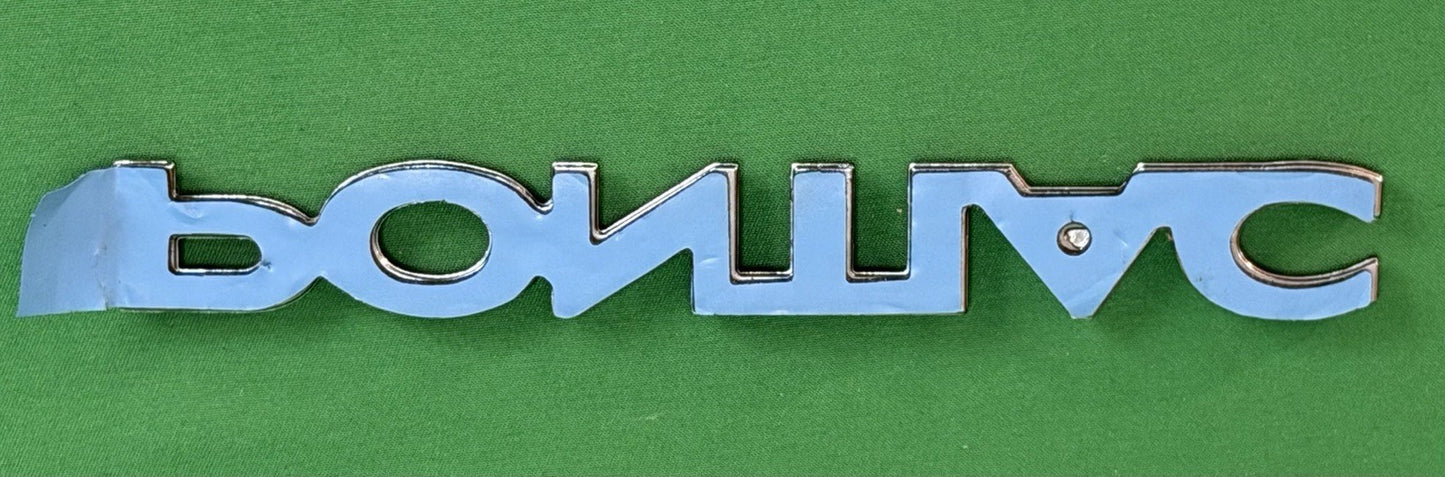 NOS Pontiac Metal Nameplate / Emblem - Adhesive Mount - 6 5/8" – Bundle of 2