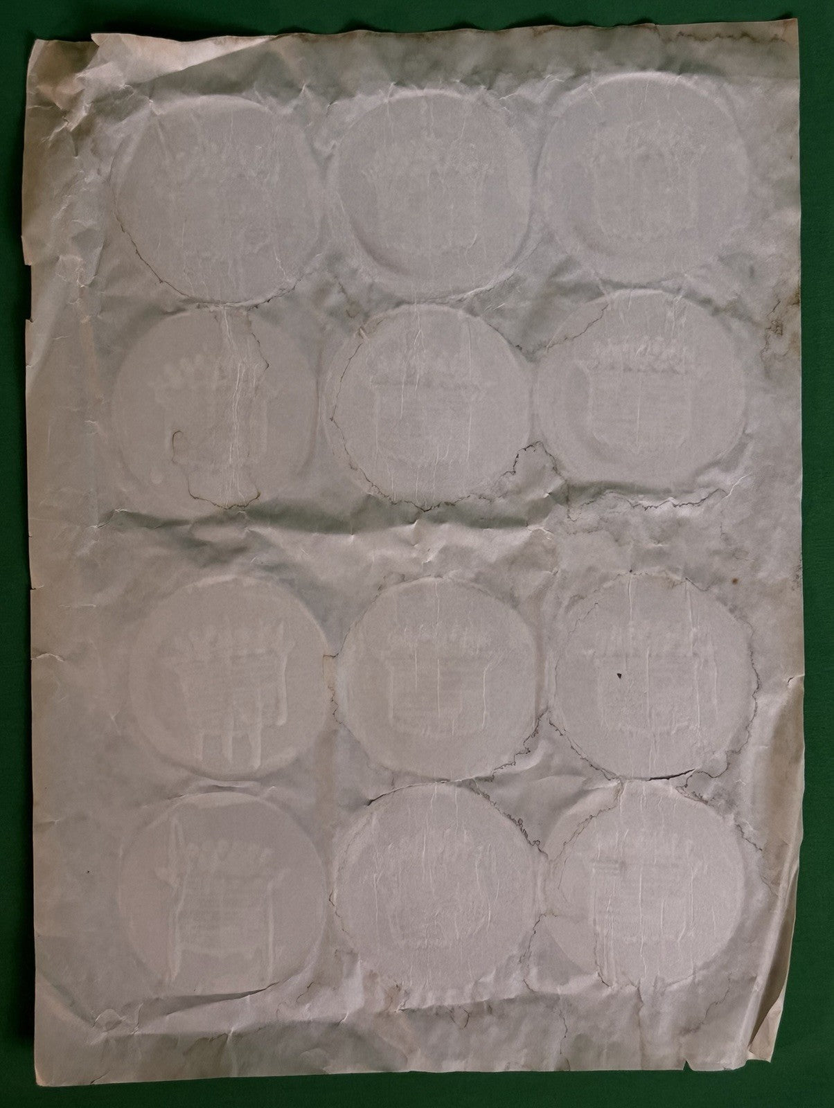 Sheet of 12 Cadillac Gold Crest Wheel Center Cap Medallions / Hubcap Emblems-NOS
