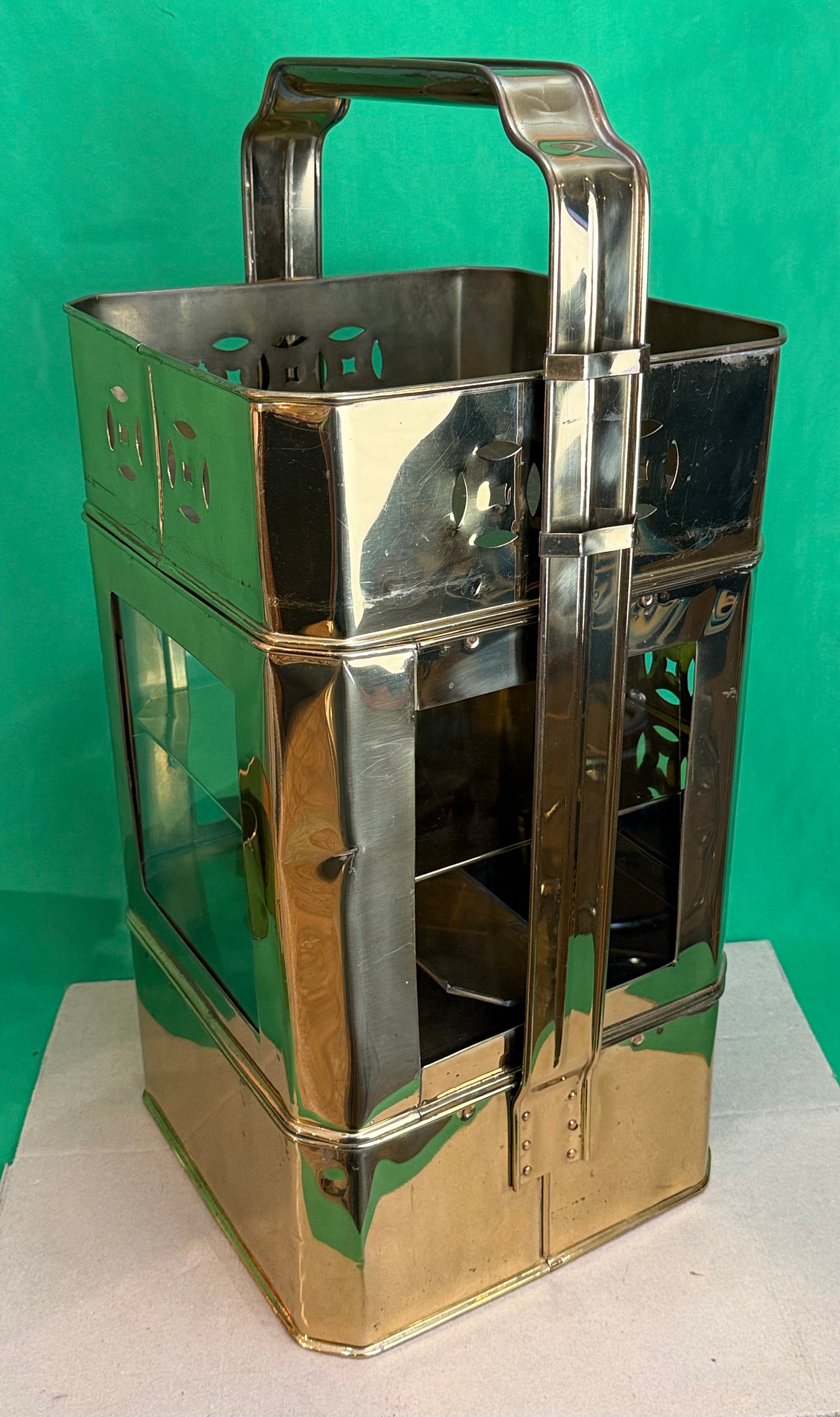 Vintage Brass Food Warmer Cabinet w/Doors