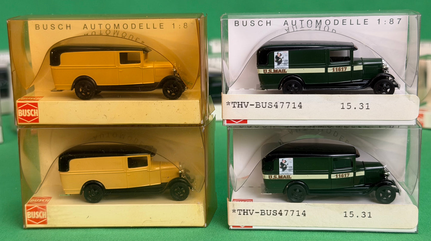 Busch HO 1:87 scale Ford Model A & Model AA vintage cars