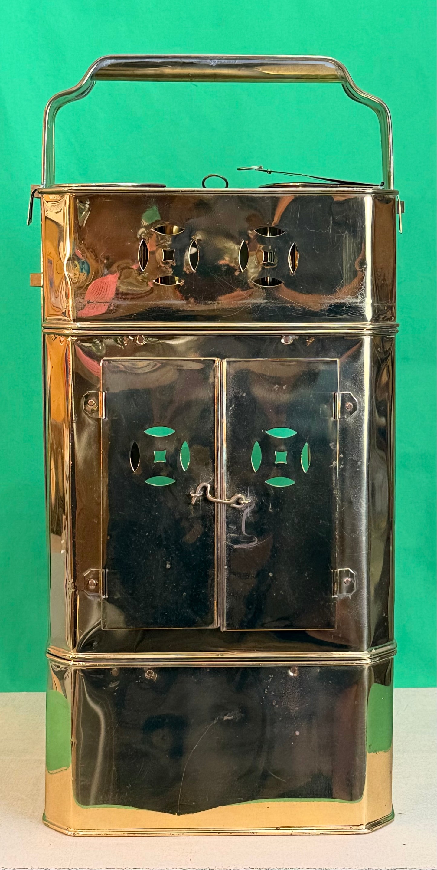 Vintage Brass Food Warmer Cabinet w/Doors
