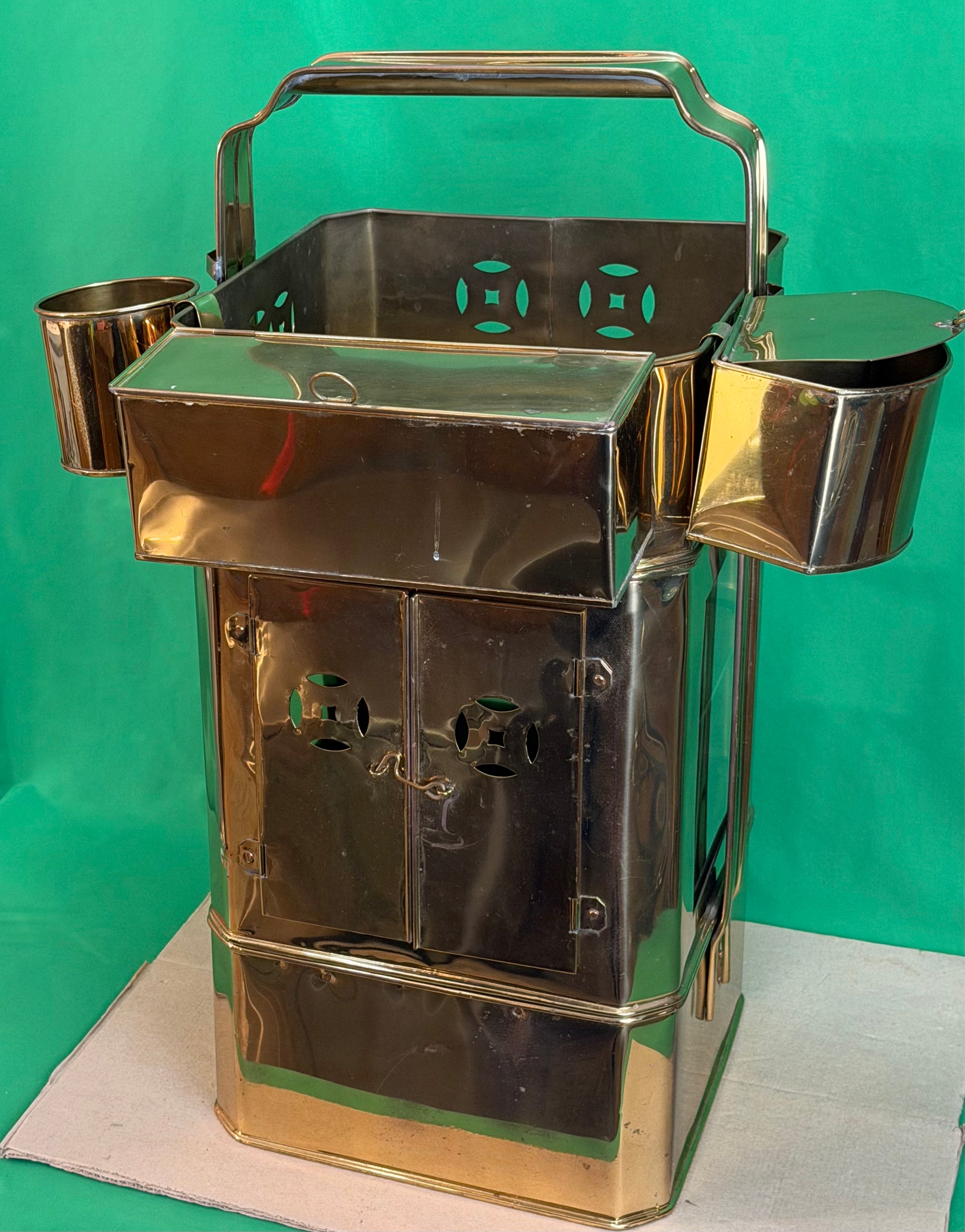 Vintage Brass Food Warmer Cabinet w/Doors