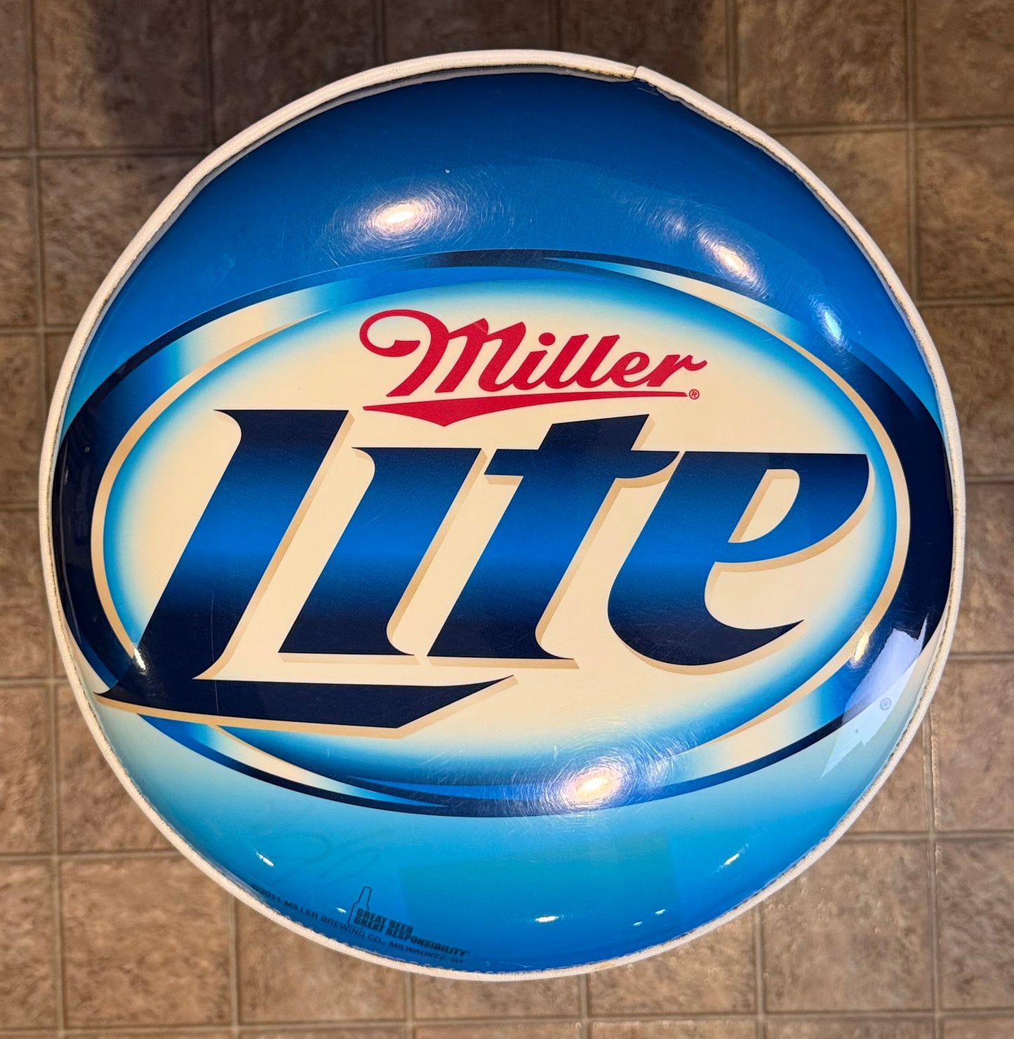 Miller Lite Blue Padded Swivel Chrome Bar Stool