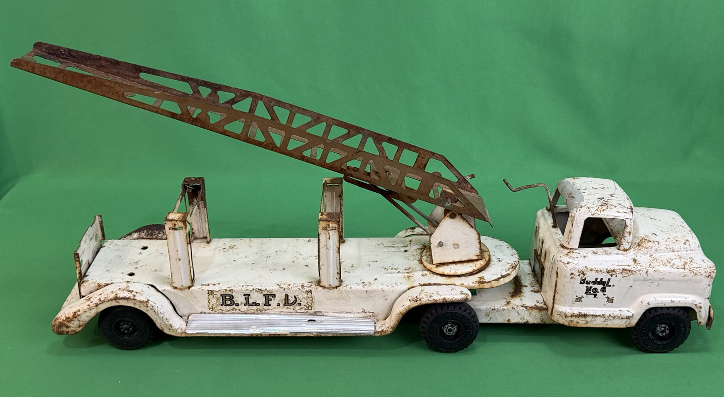 Buddy L No.6 BLFD White GMC Aerial Ladder Fire Truck